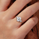 Unique floral engagement rings Oval Moissanite Cluster 18K Yellow Gold Wedding Ring Fairy Engagement Ring