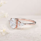 Vintage Oval Moissanite Cluster 18K Rose Gold Engagement Ring