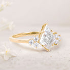 Unique Kite Moissanite 18K Yellow Gold Engagement Ring Cluster Promise Ring