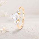 Unique Kite Moissanite 18K Yellow Gold Engagement Ring Cluster Promise Ring