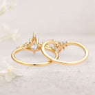 Unique floral engagement rings Kite Moissanite Classic 18K Yellow Gold Engagement Ring Set