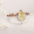 Vintage Pear Citrine Twisted 18K Rose Gold Women's Wedding Ring