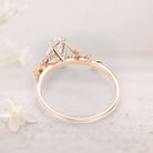 Unique floral engagement rings Pear Moissanite and Pink Lab Sapphire 18K Yellow Gold Ring