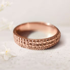 Unique floral engagement 18K Rose Gold rings Textured crocodile's skin ring For Men