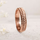 Unique floral engagement 18K Rose Gold rings Textured crocodile's skin ring For Men