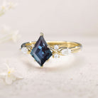 Unique Kite Lab Alexandrite 18K Rose Gold Engagement Ring Twisted Bridal Ring