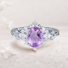 Vintage Briar Rose Oval Amethyst 18K White Gold Engagement Ring  Vine Ring