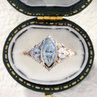 Unique Briar Rose Starlight Bezel Marquise Moissanite 18K Rose Gold Ring