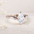 Unique Marquise Moissanite 18K Rose Gold Engagement Ring Bridal Ring