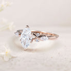 Unique Marquise Moissanite 18K Rose Gold Engagement Ring Bridal Ring