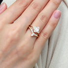 Unique floral engagement rings Long Hexagon Moissanite 18K Yellow Gold Wedding Ring Set Bridal Ring Set
