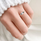 Classic Briar Rose Oval Moissanite and teal Moissanite Olive Leaves 18K Rose Gold Engagement Ring