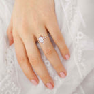 Vintage Emerald Moissanite 18K Rose Gold Engagement Ring Whimsical Charm Bridal Ring