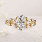 Unique floral engagement rings Oval Moissanite18K Yellow Gold Engagement Ring