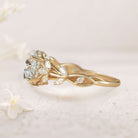 Unique floral engagement rings Oval Moissanite18K Yellow Gold Engagement Ring