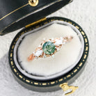 Unique Briar Rose Round Moss Agate and Moissanite 18k Yellow Gold Ring