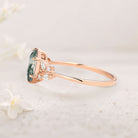 Unique floral engagement rings Hexagon Moss Agate Leafy Moissanite 18K Yellow Gold Vintage Engagement Ring