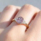 Vintage Unique Starlight Oval Padparadscha 18k yellow gold Engagement Ring