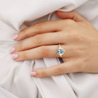 Unique floral engagement rings Marquise Lab Sapphire 18K Yellow Gold Engagement Ring Moissanite Cluster Promise Ring