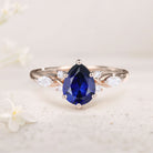 Vintage Pear Lab Sapphire 18K Rose Gold Engagement Ring