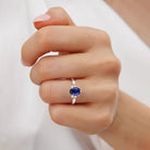 Vintage Pear Lab Sapphire 18K Rose Gold Engagement Ring