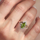 Unique Marquise Green Lab Sapphire Ring - Oore Jewelry