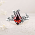 Customize your own Unique Kite Garnet Leaf 18K White Gold  Engagement Ring