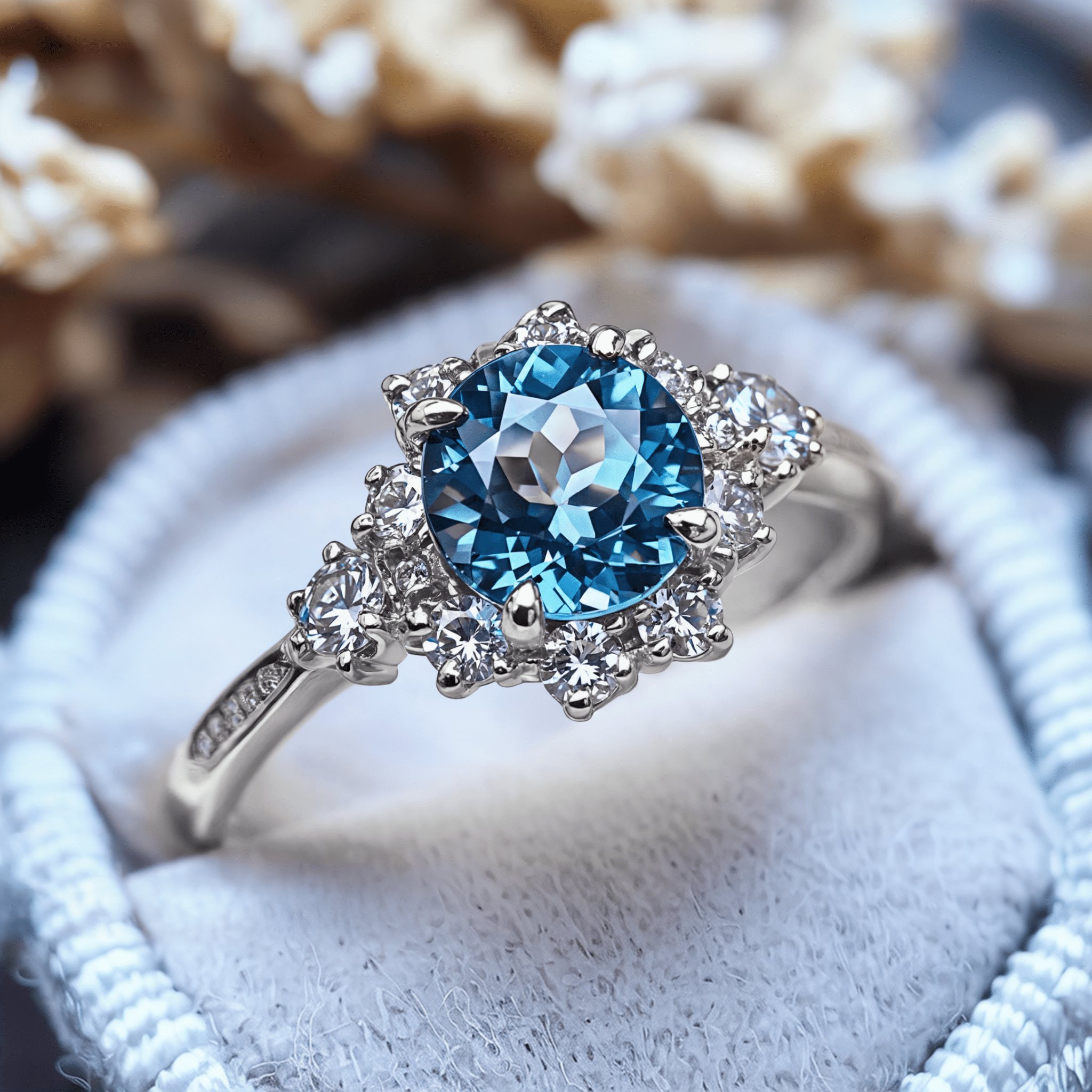 1.5ct Round Blue Moissanite Ring - Oore Jewelry