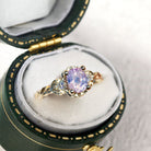 Oval Pink Sapphire Moissanite 14k yellow gold Engagement Ring