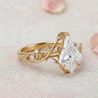Unique Vintage Botanical Kite Lab Grown Diamond 14K Yellow Gold Engagement Ring