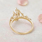 Unique Vintage Botanical Kite Lab Grown Diamond 14K Yellow Gold Engagement Ring