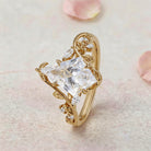 Unique Vintage Botanical Kite Lab Grown Diamond 14K Yellow Gold Engagement Ring