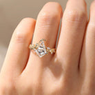 Unique Vintage Botanical Kite Lab Grown Diamond 14K Yellow Gold Engagement Ring