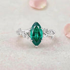 Vintage Vine Marquise Cut Lab Emerald and Diamond Bypass 14K Yellow Gold Engagement Ring