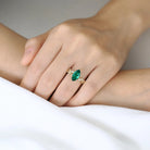 Vintage Vine Marquise Cut Lab Emerald and Diamond Bypass 14K Yellow Gold Engagement Ring