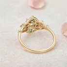 Vintage Floral Round Lab Grown Diamond 14K Yellow Gold Bridal Ring Set