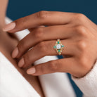 Vintage Floral Round Lab Grown Diamond 14K Yellow Gold Bridal Ring Set