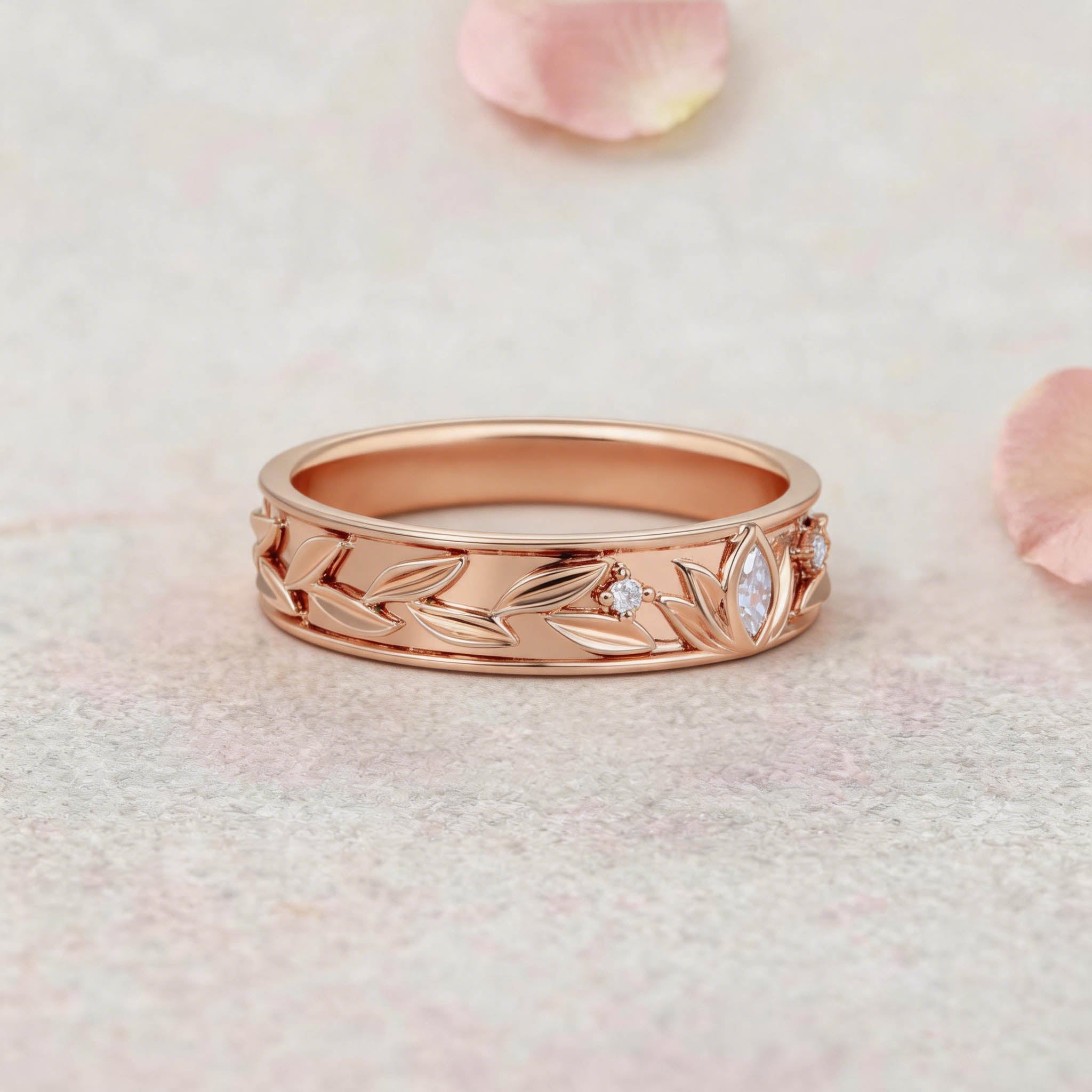 Vintage Moissanite 14k yellow gold Wedding Band
