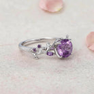 Vintage Nature-Inspired Round Amethyst 14K Yellow Gold Engagement Ring