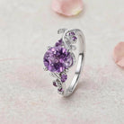 Vintage Nature-Inspired Round Amethyst 14K Yellow Gold Engagement Ring
