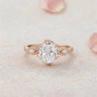 Vintage Twisted Vine Oval Lab Grown Diamond 14K Yellow Gold Engagement Ring