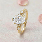 Vintage Twisted Vine Oval Lab Grown Diamond 14K Yellow Gold Engagement Ring