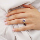 Unique floral engagement rings Long Hexagon Amethyst Cluster 18K Yellow Gold Wedding Ring Promise Ring For Women