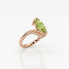 Custome Green Moissanite Marquise Bezel Engagement Ring - Orlina Jewelry