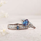 Customize your own Unique Starlight Cut Alexandrite His and Hers Matching Wedding Ring Set - Orlina Jewelry