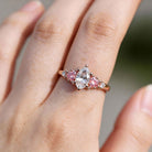 Harbor Marquise Moissanite Peach Sapphire Engagement Ring - Orlina Jewelry