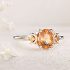Vintage Moon Inspired Citrine Engagement Ring Anniversary Ring Magic Crescent Moon 18K Yellow Gold Healing Gem Ring