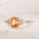 Vintage Moon Inspired Citrine Engagement Ring Anniversary Ring Magic Crescent Moon 18K Yellow Gold Healing Gem Ring