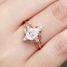 Vintage floral engagement rings Pear Moissanite Leafy 18K Yellow Gold Engagement Ring