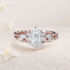 Unique Oval Forever One Moissanite Bridal Ring Set Twisted 18K Rose Gold Engagement Ring